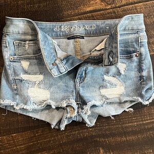 American Eagle Outfitters Light Blue Ripped Jean Shorts